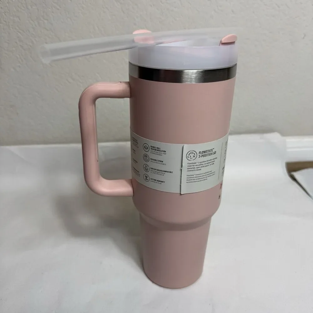 Stanley The Clean Slate Quencher H2.0 Flowstate Tumbler Bloom 40 OZ Pink Stars - Picture 3 of 8